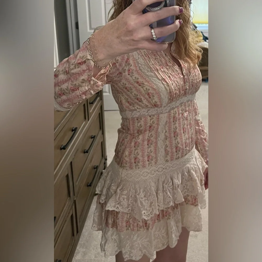 Love Shack Fancy Pirelle dress in frosted petal pink. Size 8. - Picture 5 of 11